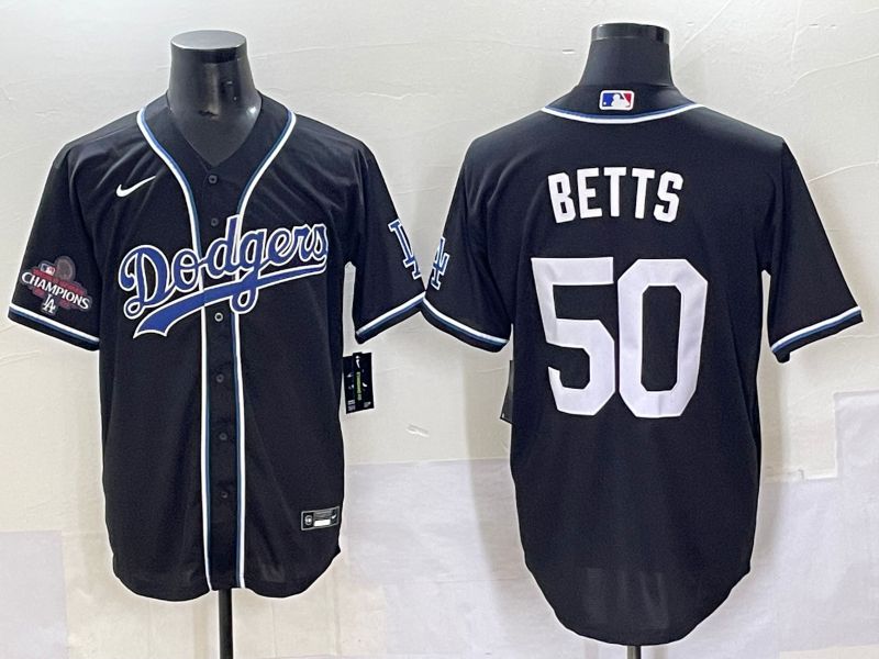 Men 2025 Los Angeles Dodgers 50 Betts Black Three generations Fashion Nike MLB Jersey style 7047